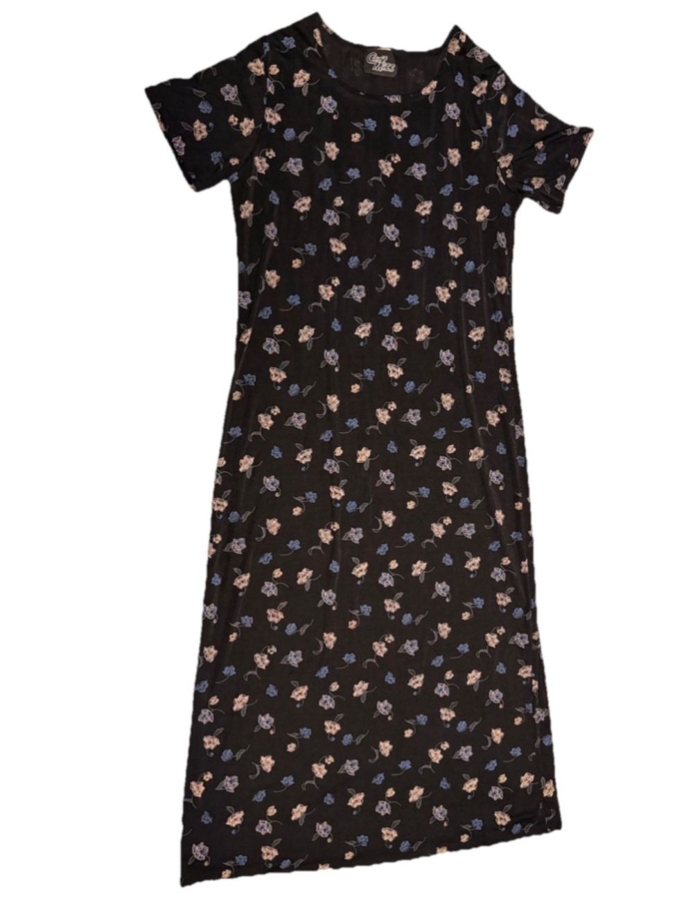 Vintage Can’t Miss Floral Midi Dress Black Whimsy Goth 90s Revival Y2K Grunge M